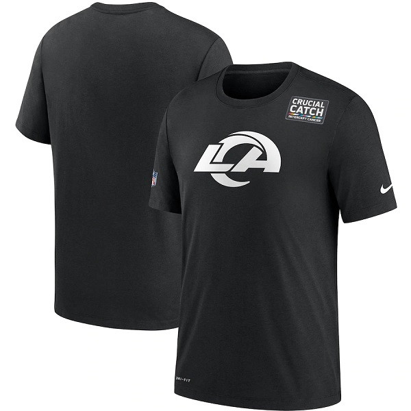 Men's Los Angeles Rams 2020 Black Sideline Crucial Catch Performance NFL T-Shirt